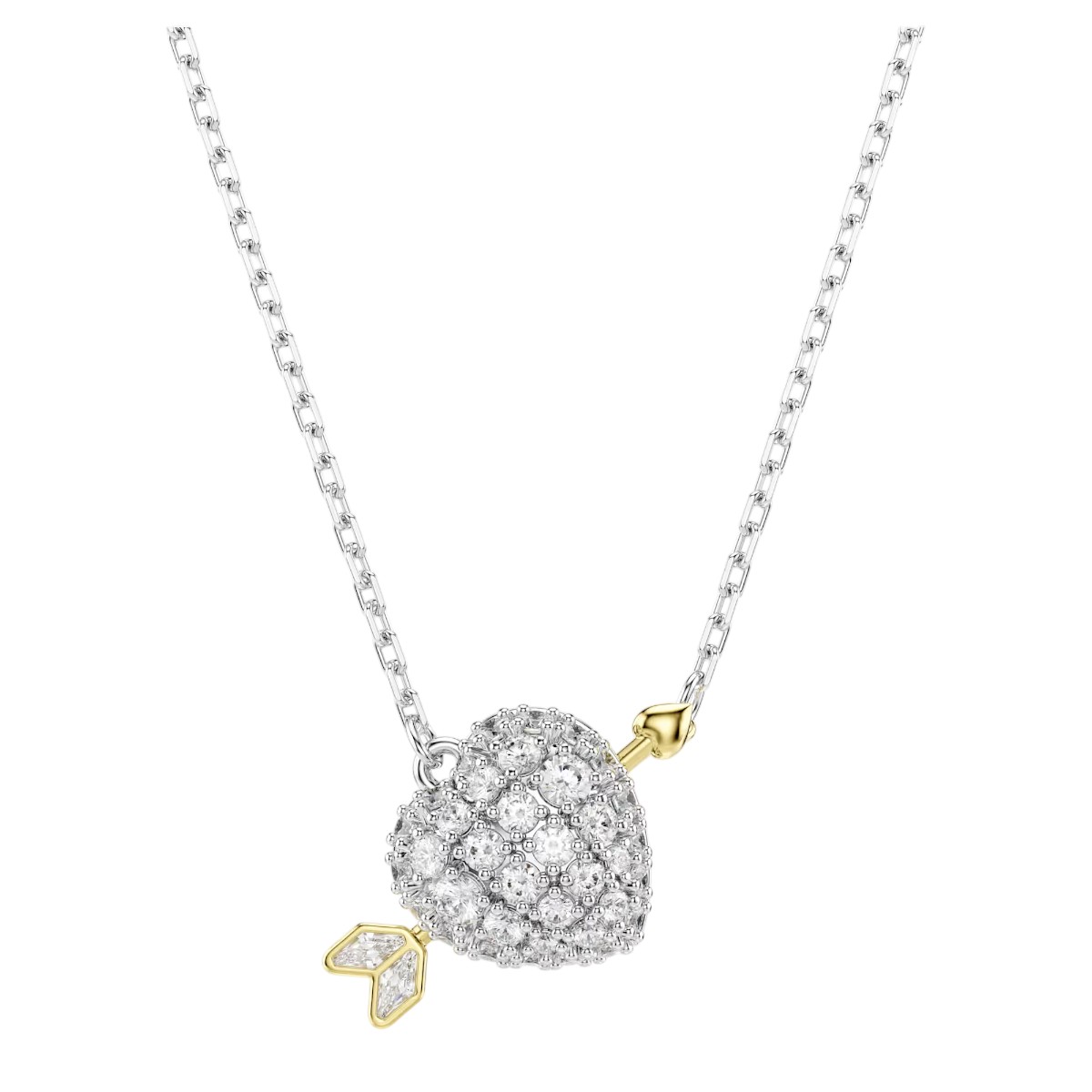Swarovski Mixed Cuts Heart with Arrow Idyllia Pendant Necklace, White and Mixed Metal Finish