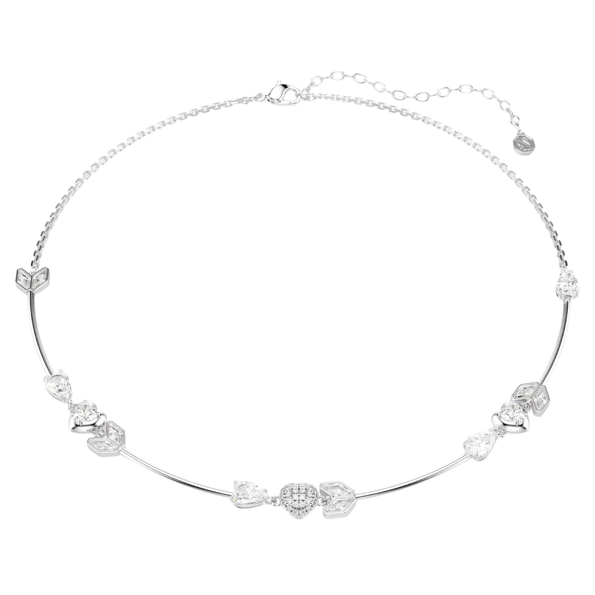Swarovski Heart with Arrow Idyllia Necklace, White and Rhodium Plated