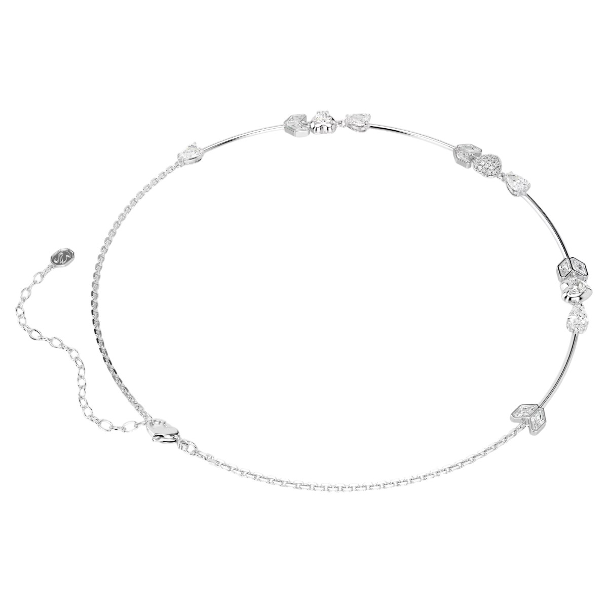 Swarovski Heart with Arrow Idyllia Necklace, White and Rhodium Plated