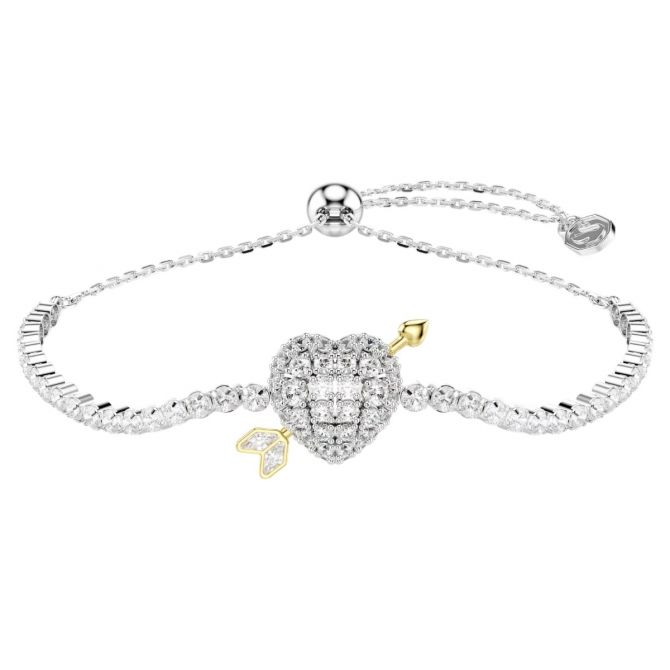 Swarovski Mixed Cuts Heart with Arrow Idyllia Bracelet, White and Rhodium Plated