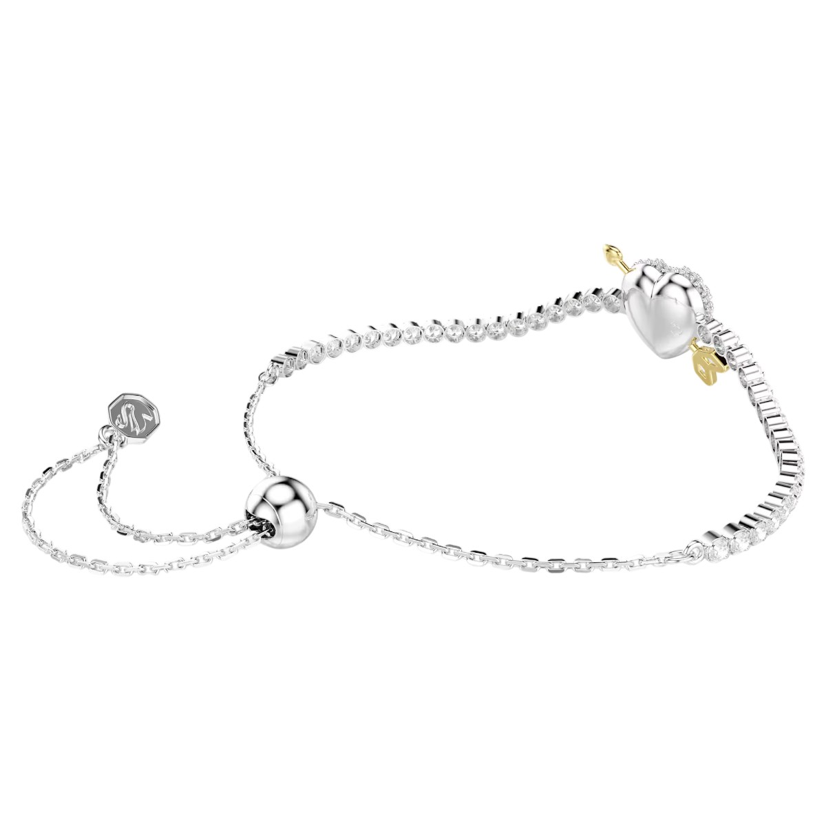 Swarovski Mixed Cuts Heart with Arrow Idyllia Bracelet, White and Rhodium Plated