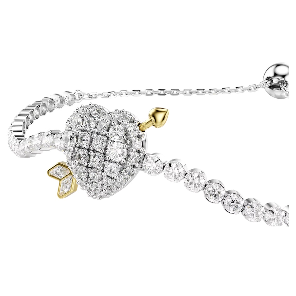 Swarovski Mixed Cuts Heart with Arrow Idyllia Bracelet, White and Rhodium Plated