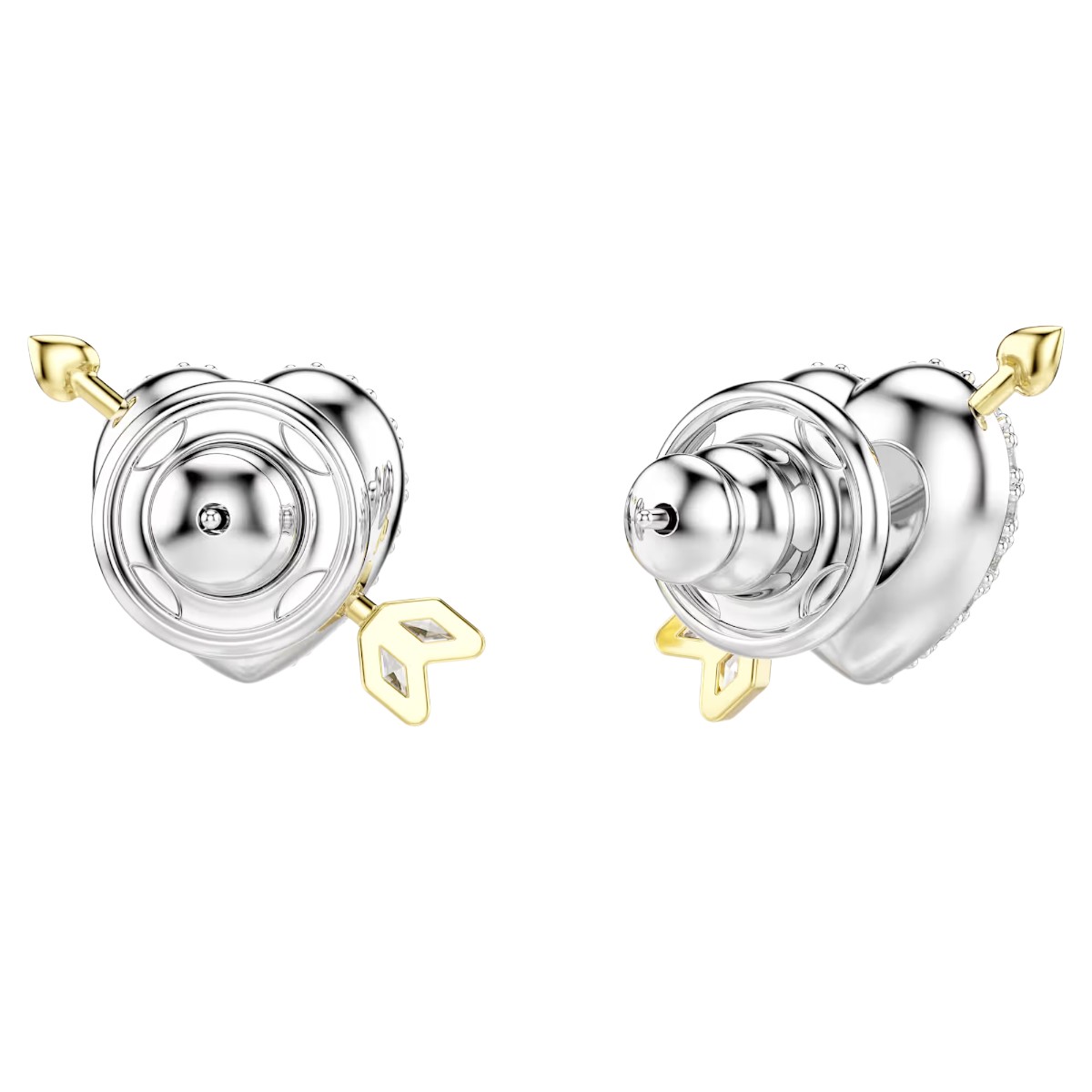 Swarovski Mixed Cuts Heart with Arrow Idyllia Stud Earrings, White and Mixed Metal