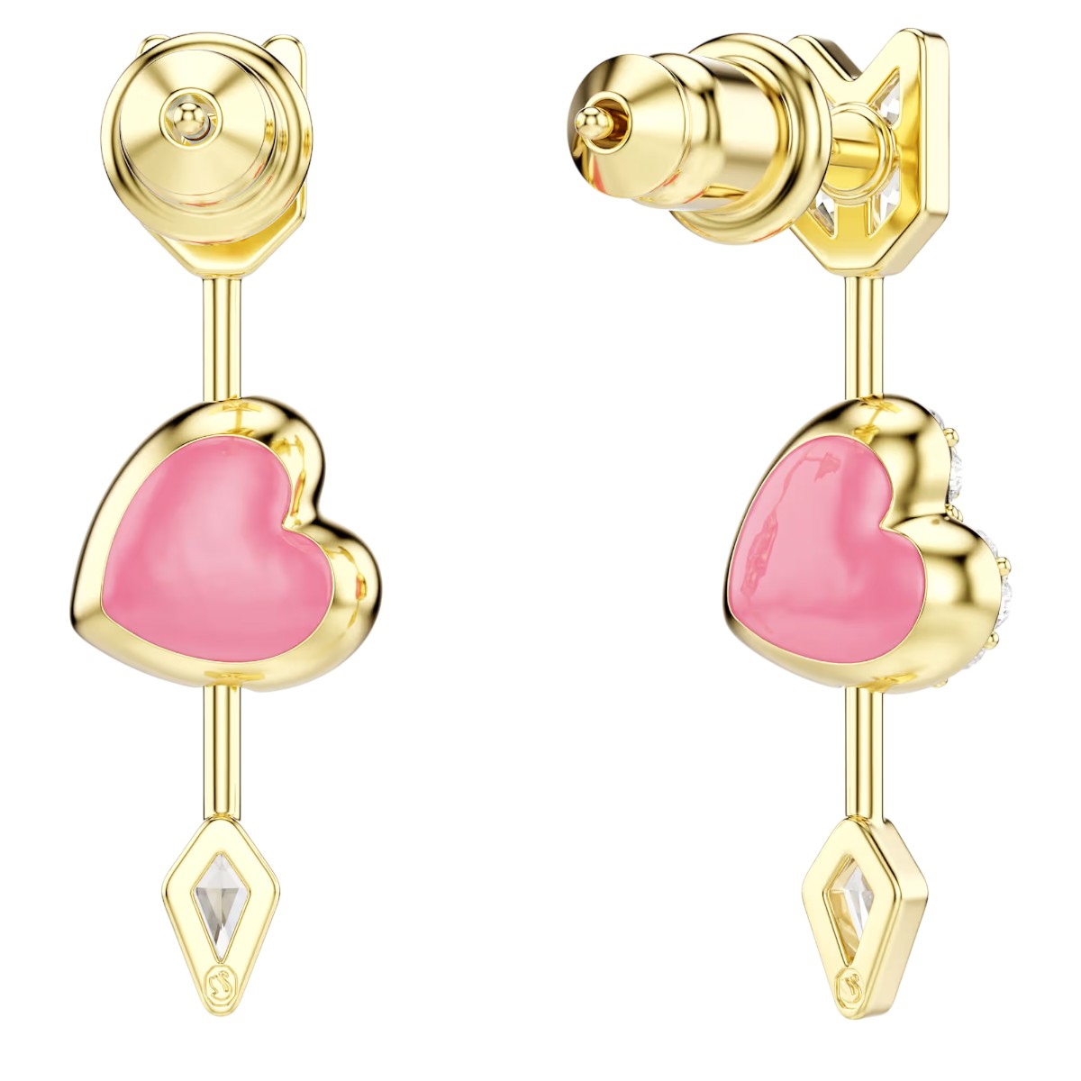 Swarovski Mixed Cuts Heart with Arrow Idyllia Drop Earrings, White and 18k Gold Plated