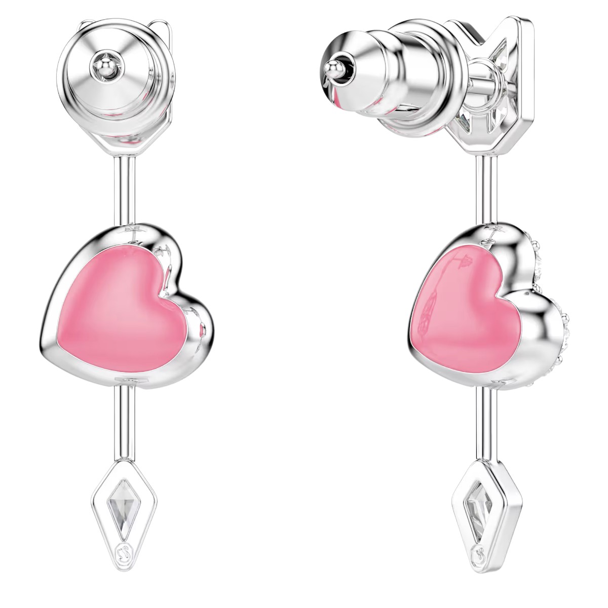 Swarovski Mixed Cuts Heart with Arrow Idyllia Drop Earrings, White and Rhodium Plated