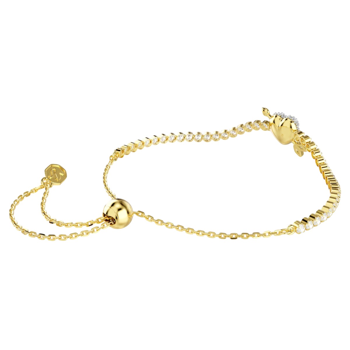 Swarovski Mix Cuts Heart with Arrow Idyllia Bracelet, White and 18k Yellow Gold Finish