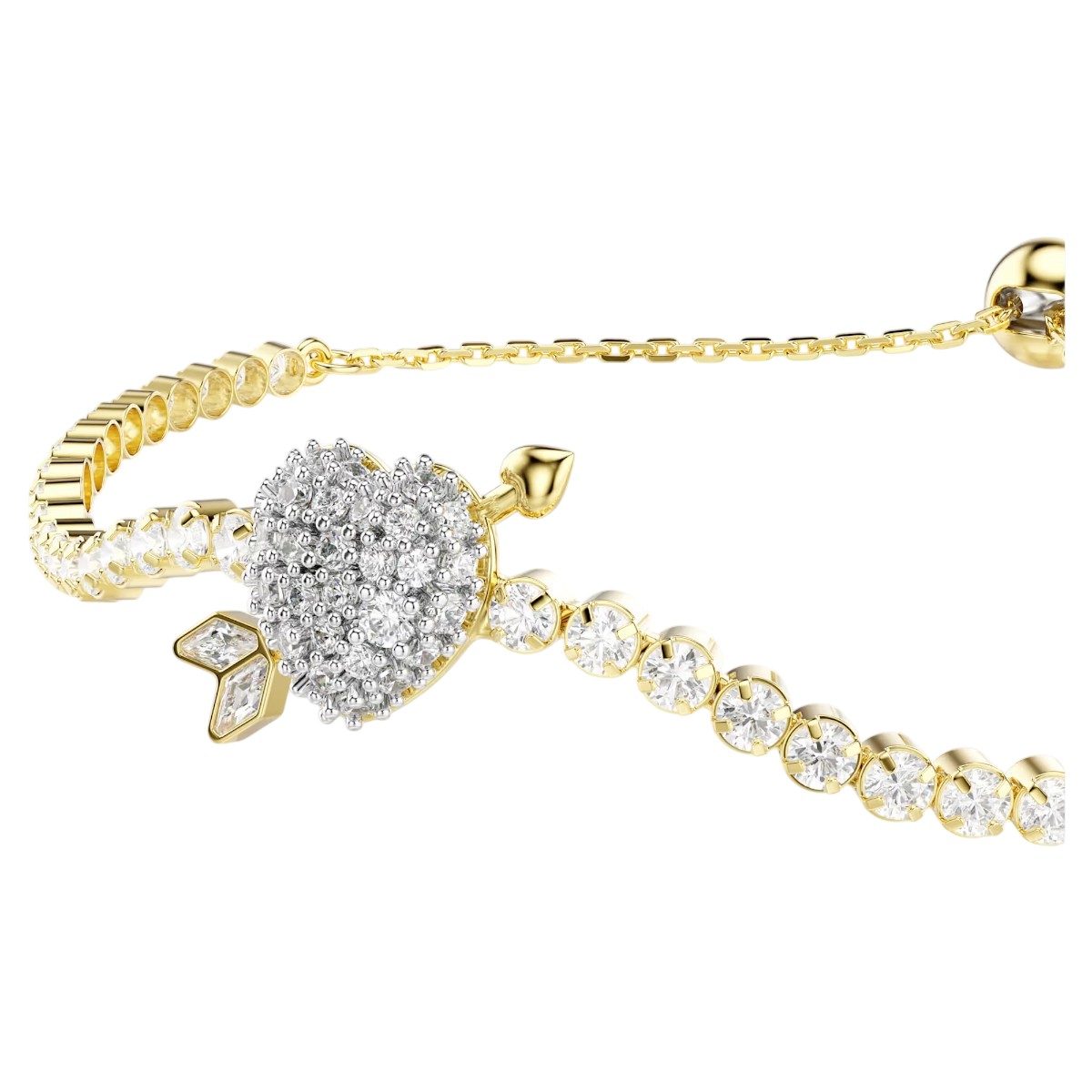 Swarovski Mix Cuts Heart with Arrow Idyllia Bracelet, White and 18k Yellow Gold Finish