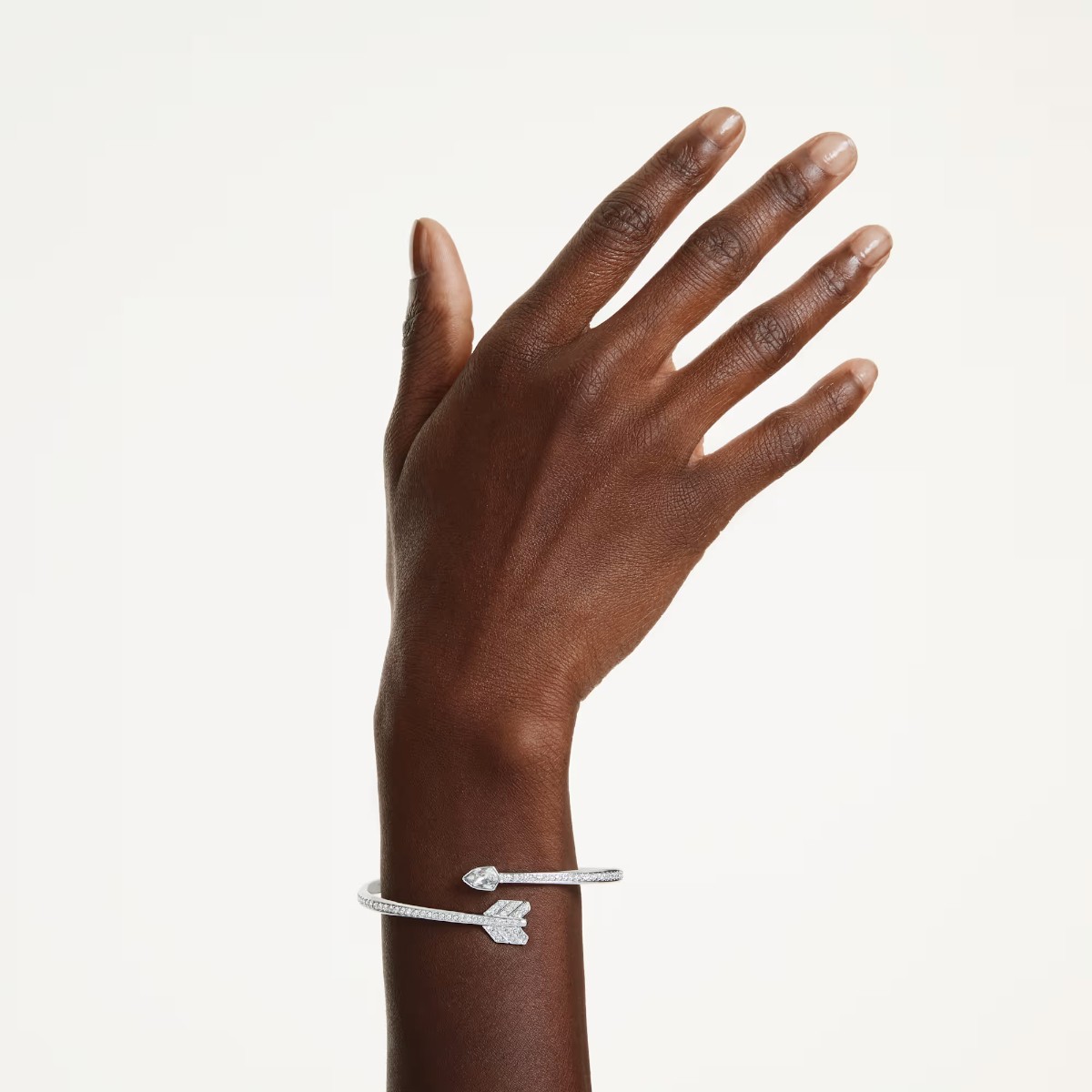 Swarovski Mixed Cuts Arrow Idyllia Medium Bangle Bracelet, White and Rhodium Plated