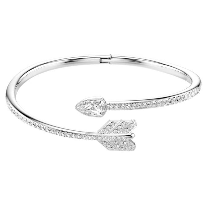 Swarovski Mixed Cuts Arrow Idyllia Large Bangle Bracelet, White and Rhodium Plated