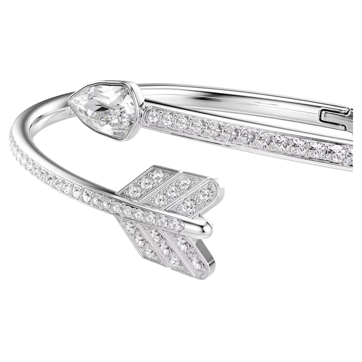 Swarovski Mixed Cuts Arrow Idyllia Large Bangle Bracelet, White and Rhodium Plated