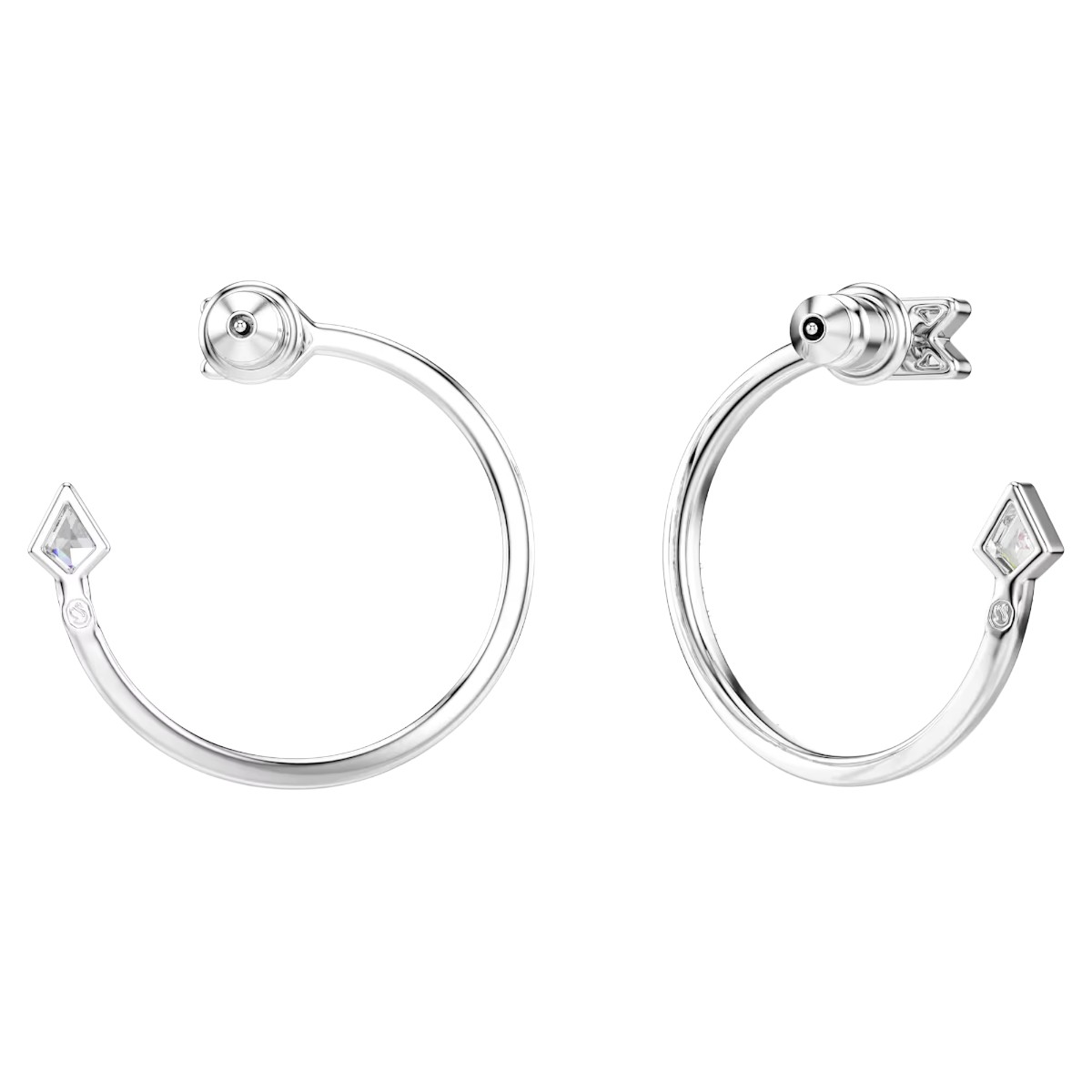 Swarovski Mixed Cuts Arrow Idyllia Hoop Earrings, White and Rhodium Plated
