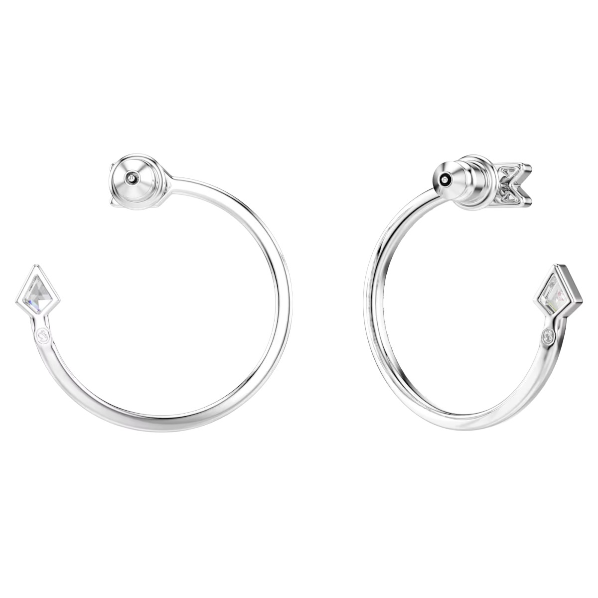 Swarovski Mixed Cuts Arrow Idyllia Hoop Earrings, White and Rhodium Plated