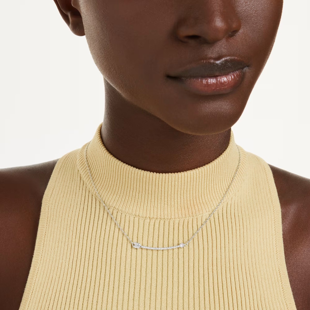 Swarovski Mixed Cuts Arrow Idyllia Pendant Necklace, White and Rhodium Plated