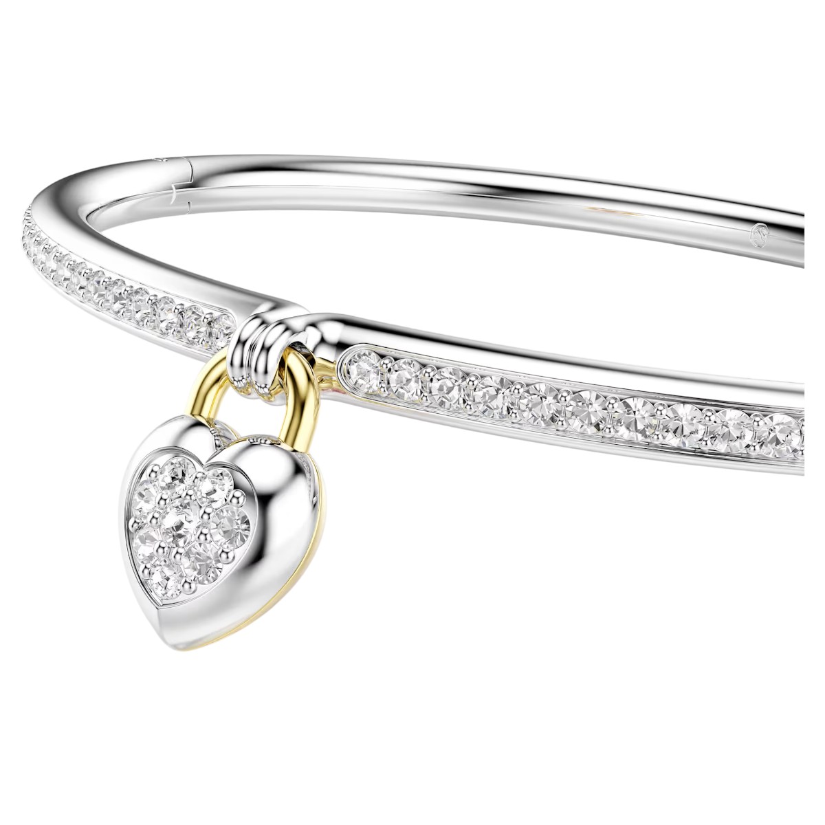 Swarovski Mixed Cuts Heart Idyllia Large Bangle Bracelet, Pink and Mixed metal Finish