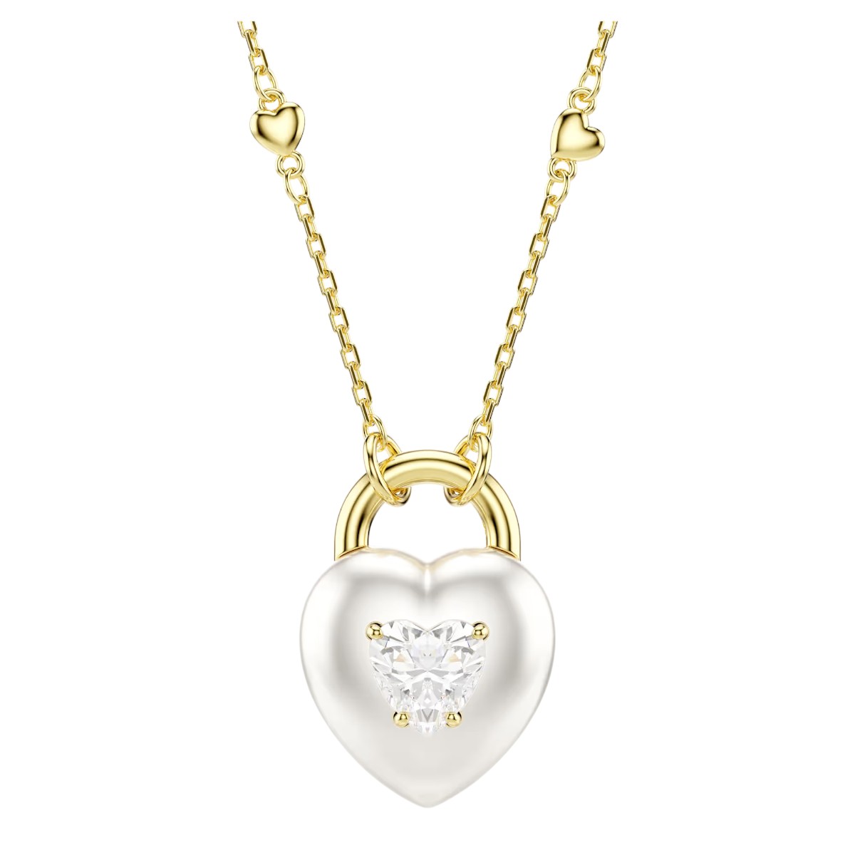 Swarovski Mixed Cuts Heart Idyllia Pendant Necklace, White and Gold Tone Plated