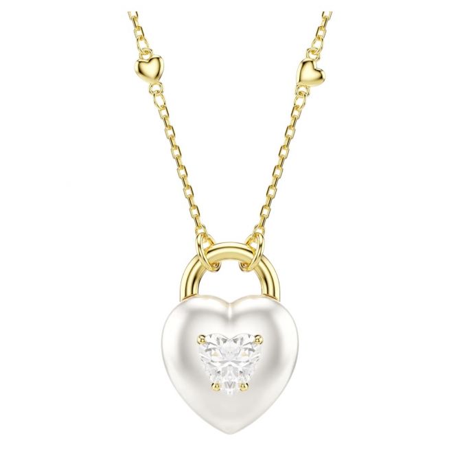 Swarovski Mixed Cuts Heart Idyllia Pendant Necklace, White and Gold Tone Plated
