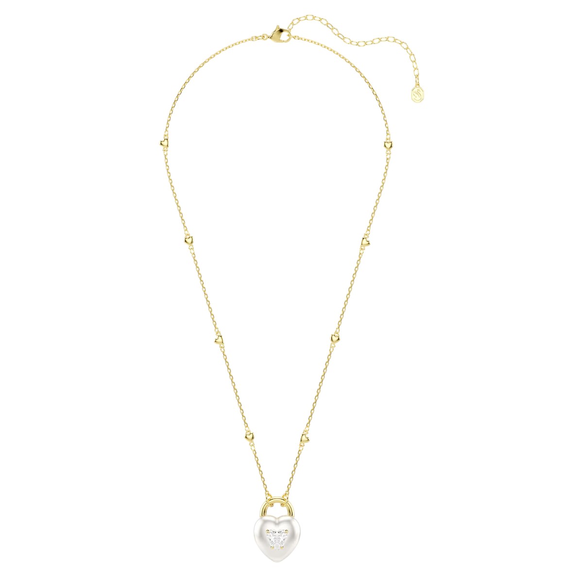 Swarovski Mixed Cuts Heart Idyllia Pendant Necklace, White and Gold Tone Plated
