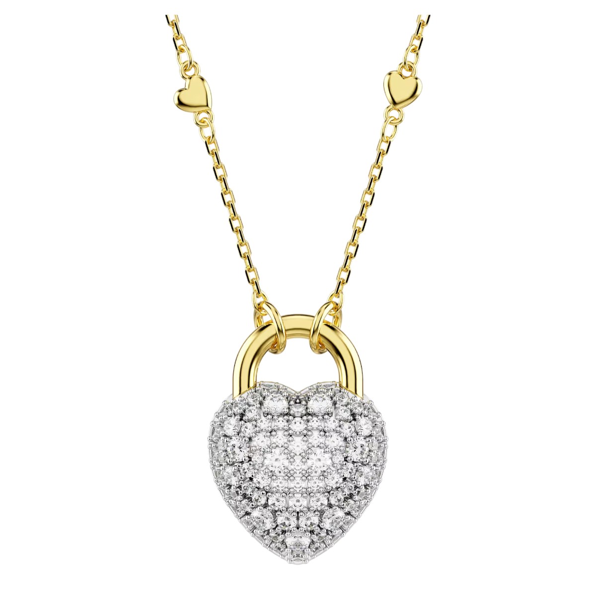 Swarovski Mixed Cuts Heart Idyllia Pendant Necklace, White and Gold Tone Plated