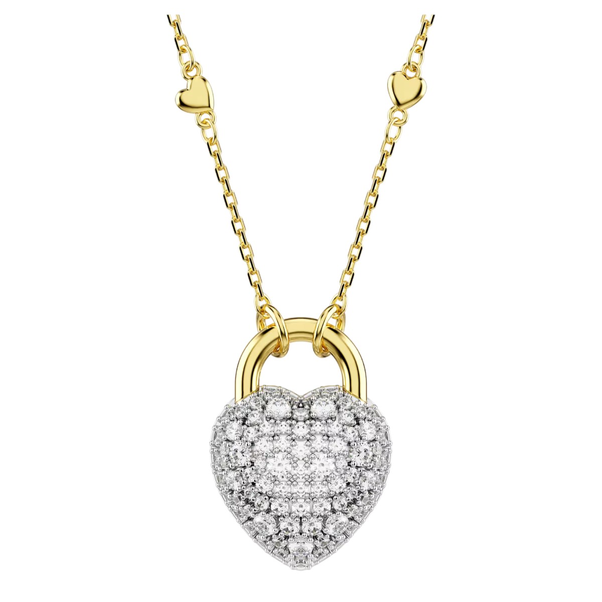 Swarovski Mixed Cuts Heart Idyllia Pendant Necklace, White and Gold Tone Plated