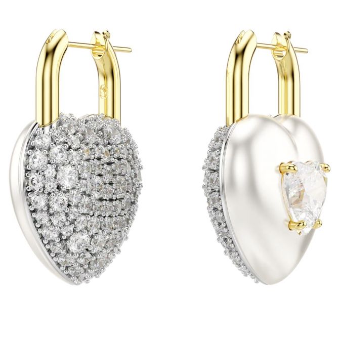 Swarovski Mixed Cuts Heart Idyllia Drop Earrings, White and Gold Tone Plated