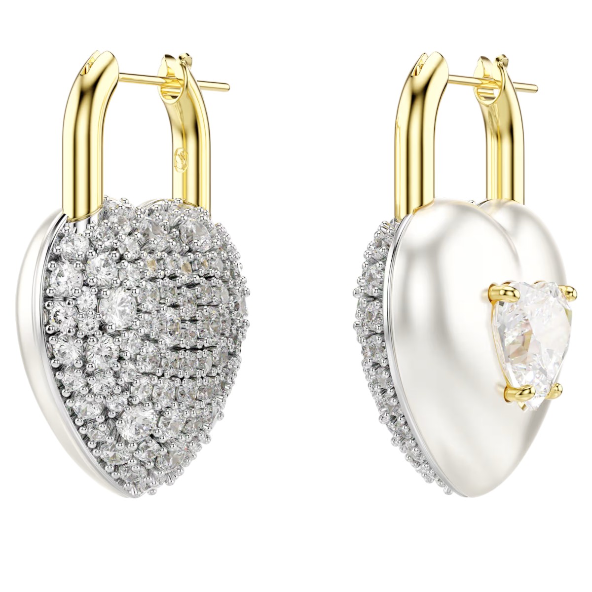 Swarovski Mixed Cuts Heart Idyllia Drop Earrings, White and Gold Tone Plated