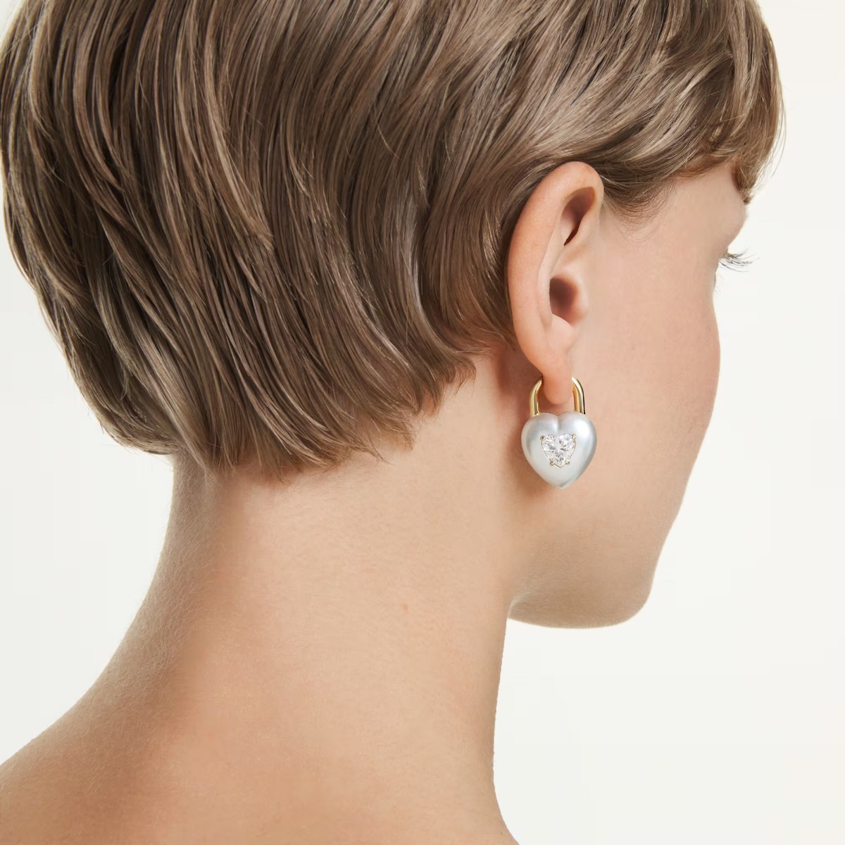 Swarovski Mixed Cuts Heart Idyllia Drop Earrings, White and Gold Tone Plated
