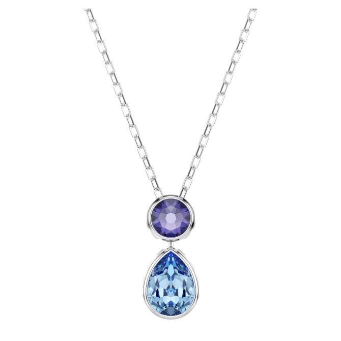 Swarovski Mixed Cuts Chroma Pendant Necklace, Multicolored and Rhodium Plated