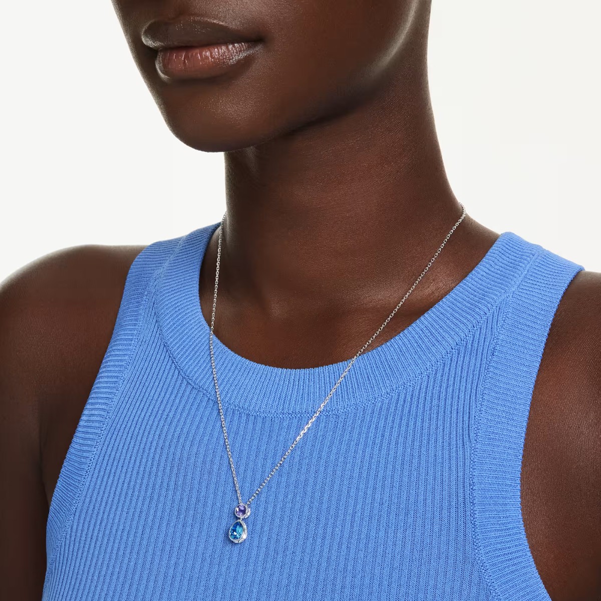 Swarovski Mixed Cuts Chroma Pendant Necklace, Multicolored and Rhodium Plated