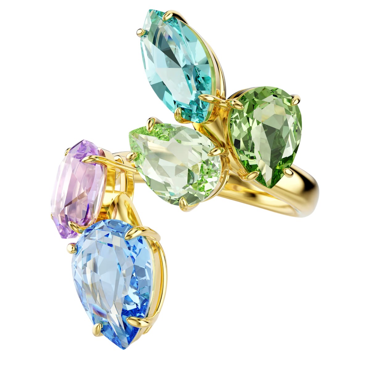 Swarovski Mixed Cuts Gema Cocktail Ring, Multicolored and Gold Tone Plated