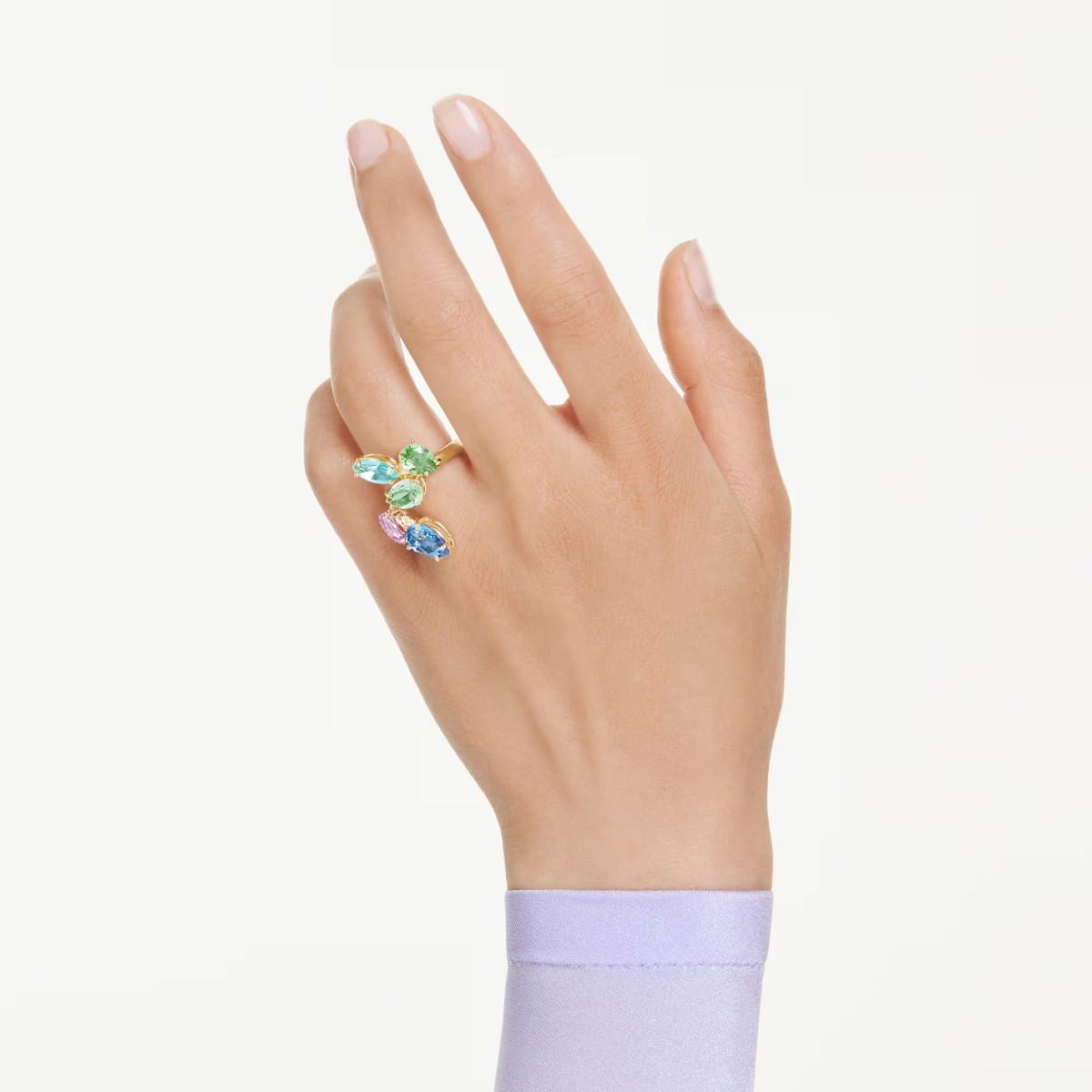 Swarovski Mixed Cuts Gema Cocktail Ring, Multicolored and Gold Tone Plated