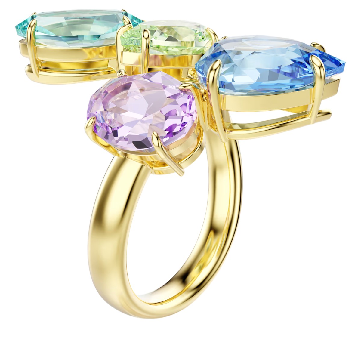 Swarovski Mixed Cuts Gema Cocktail Ring, Multicolored and 18k Yellow Gold Finish
