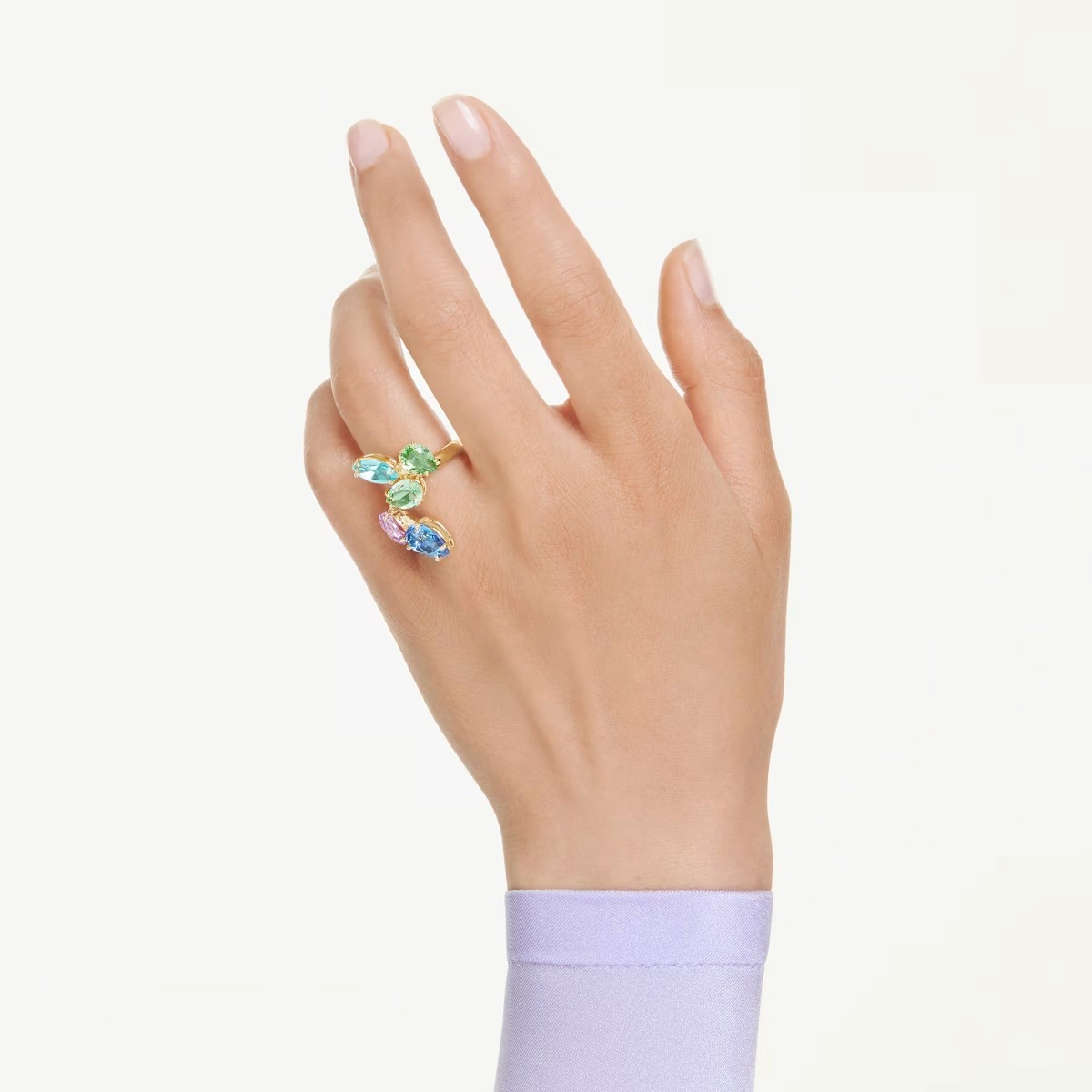 Swarovski Mixed Cuts Gema Cocktail Ring, Multicolored and 18k Yellow Gold Finish