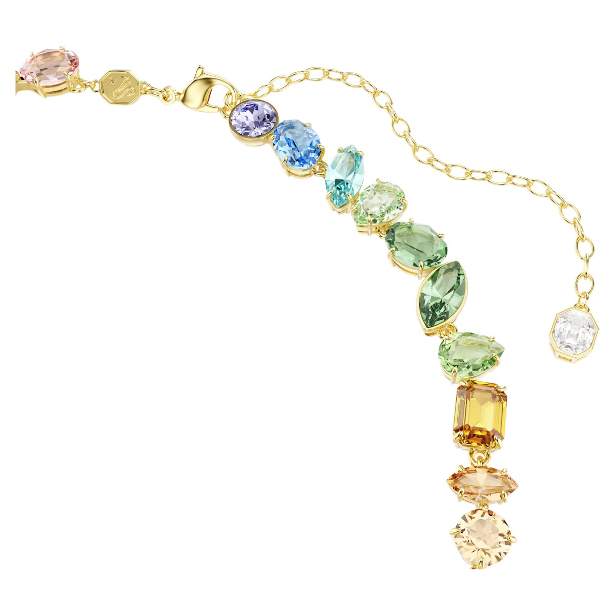 Swarovski Mixed Cuts Dangling Crystals Gema Necklace, Multicolored and Gold Tone Plated