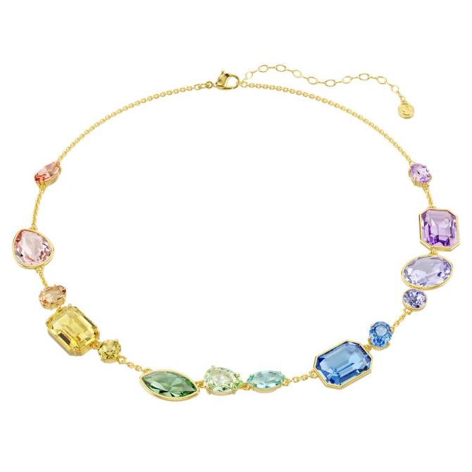 Swarovski Mixed Cuts Gema Necklace, Multicolored and Gold Tone Plated