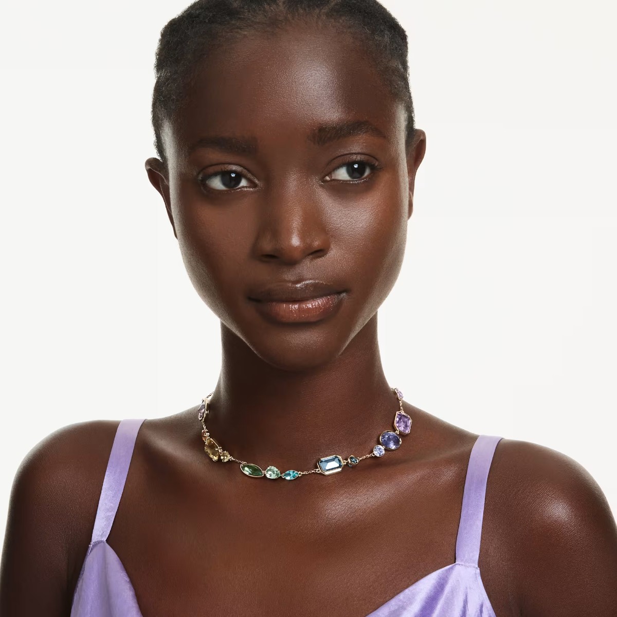 Swarovski Mixed Cuts Gema Necklace, Multicolored and Gold Tone Plated