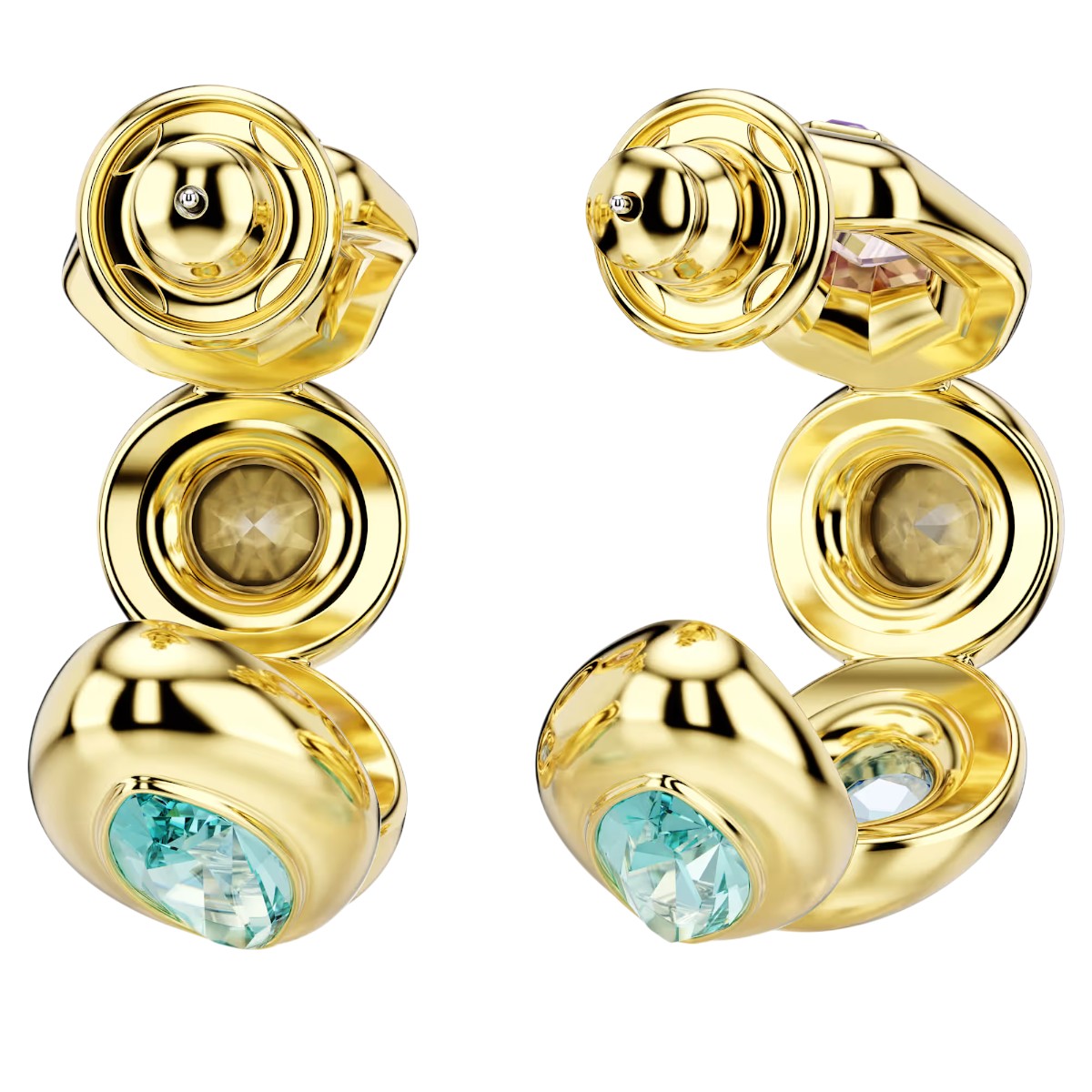 Swarovski Mixed Cuts Gema Hoop Earrings, Multicolored and Gold Tone Plated