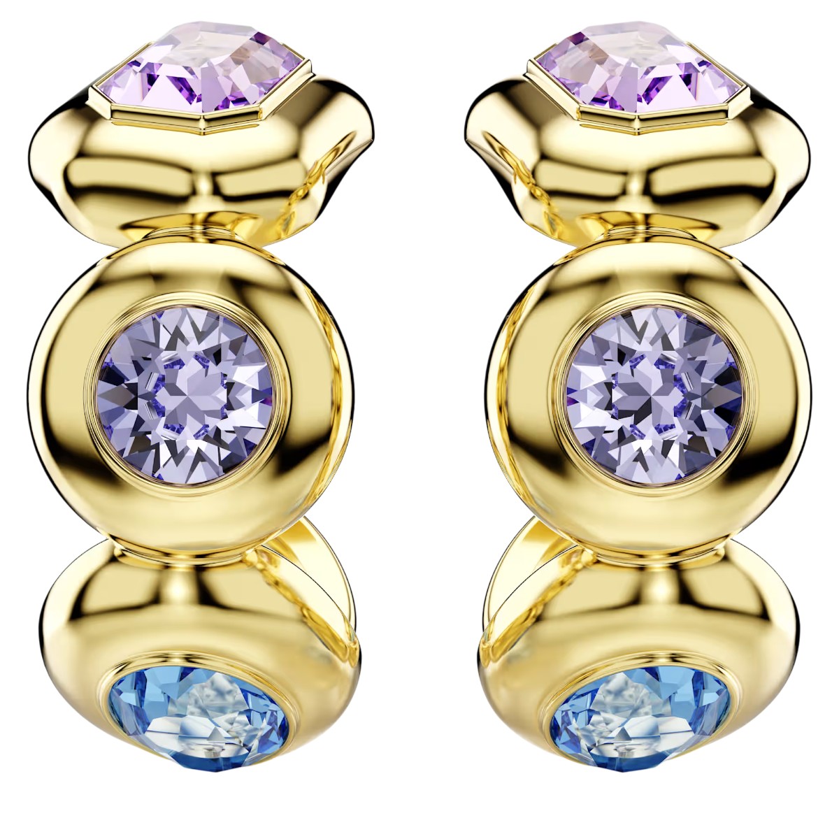 Swarovski Mixed Cuts Gema Hoop Earrings, Multicolored and Gold Tone Plated
