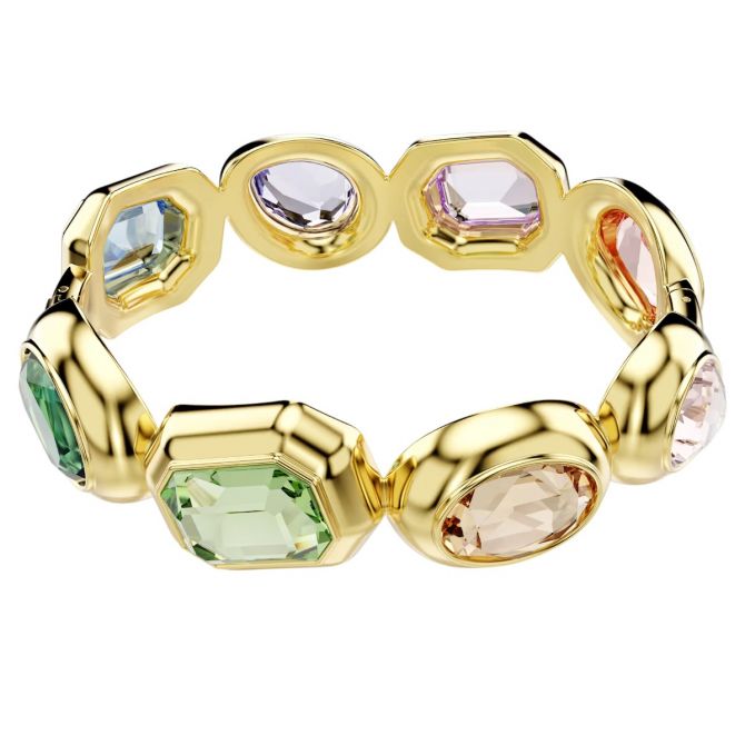 Swarovski Oversized Crystal Mixed Cuts Gema Cuff Bracelet, Multicolored and Gold Tone Plated