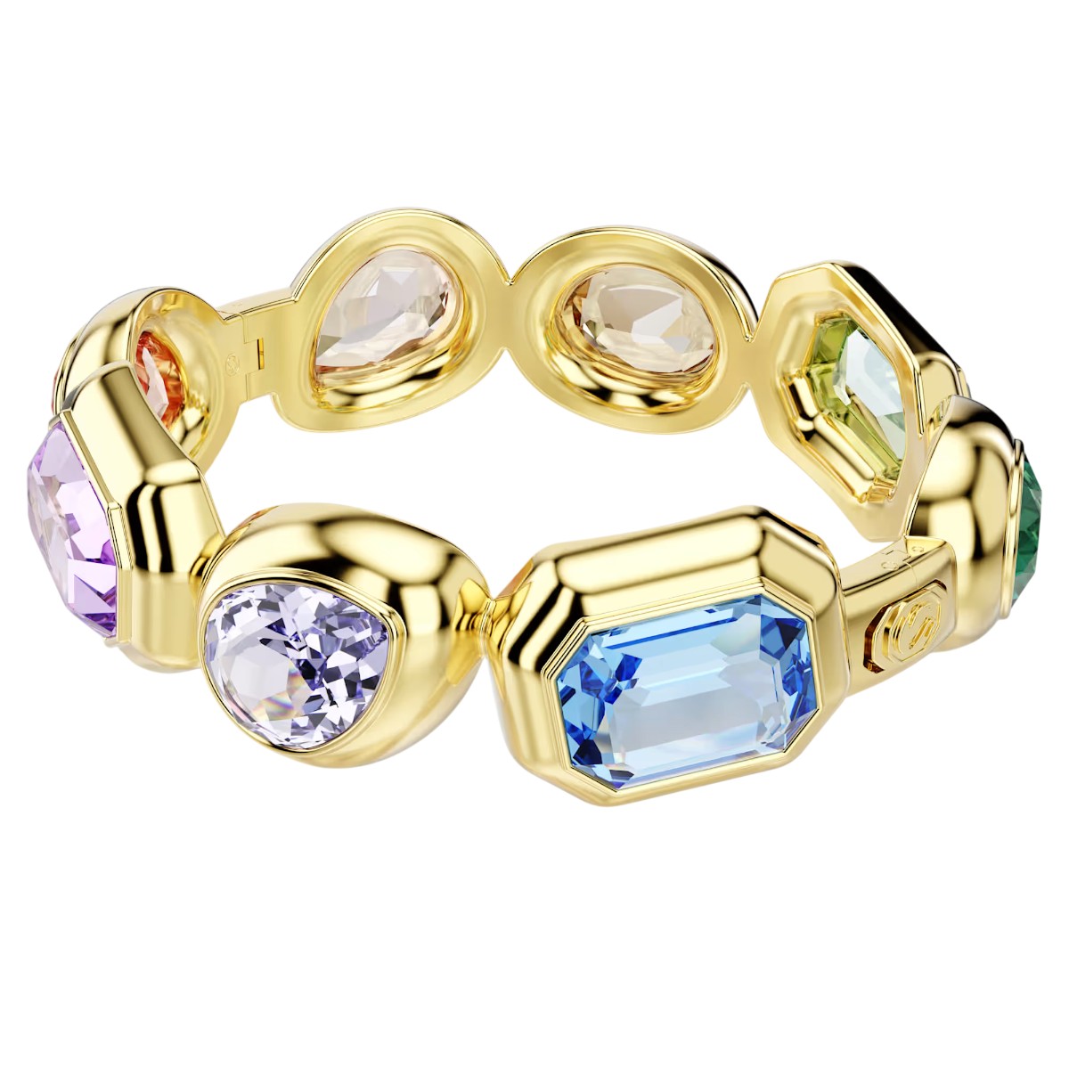 Swarovski Oversized Crystal Mixed Cuts Gema Cuff Bracelet, Multicolored and Gold Tone Plated