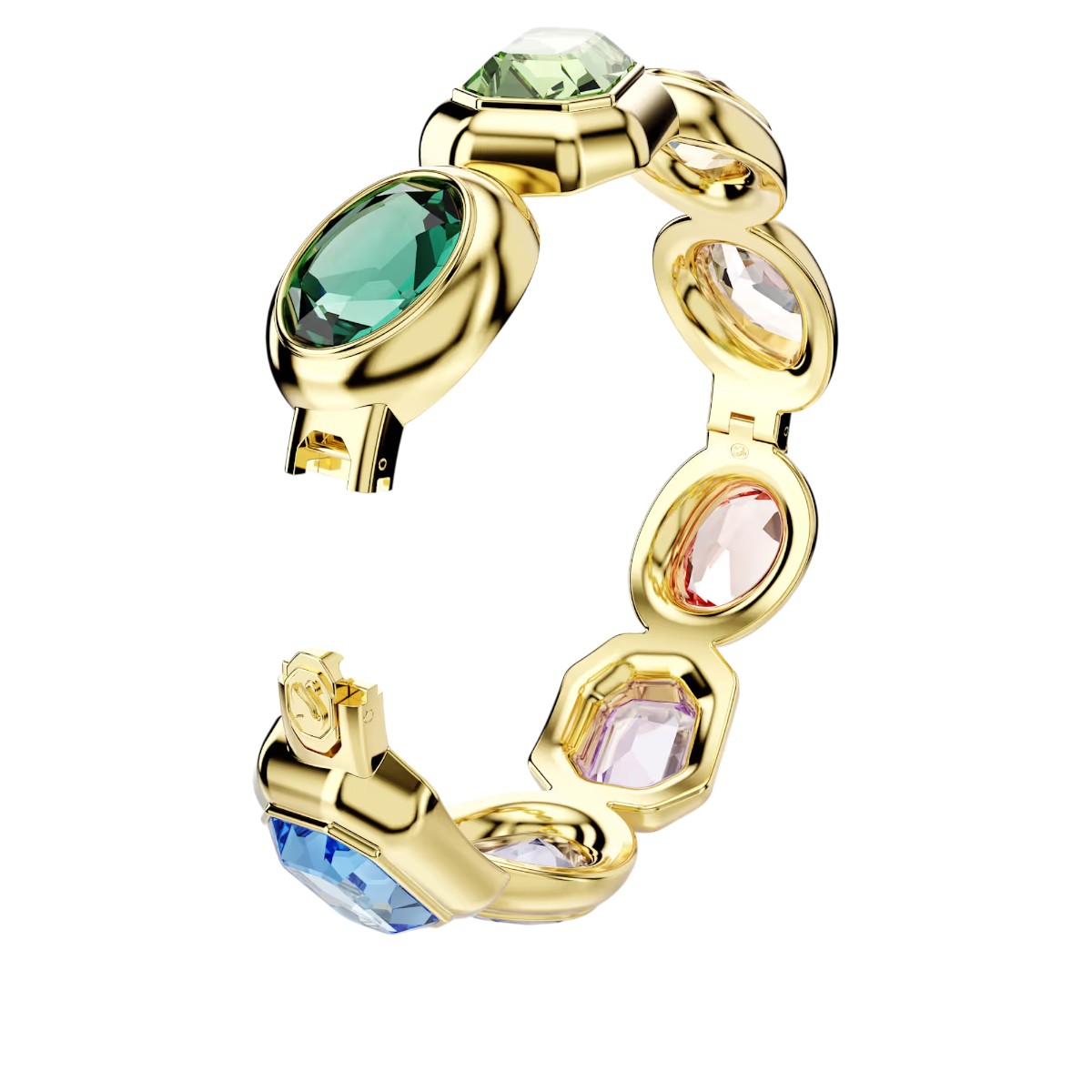 Swarovski Oversized Crystal Mixed Cuts Gema Cuff Bracelet, Multicolored and Gold Tone Plated