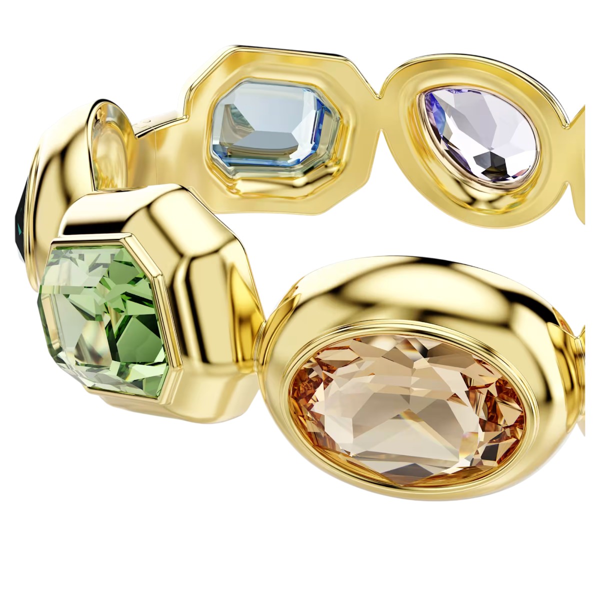 Swarovski Oversized Crystal Mixed Cuts Gema Cuff Bracelet, Multicolored and Gold Tone Plated