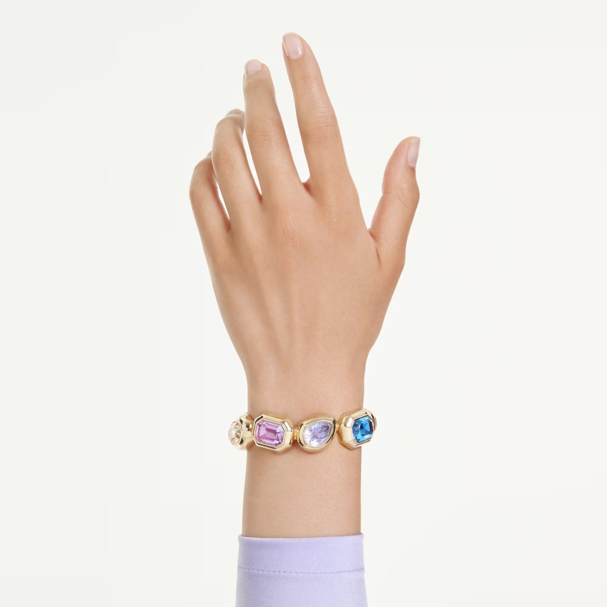 Swarovski Oversized Crystal Mixed Cuts Gema Cuff Bracelet, Multicolored and Gold Tone Plated