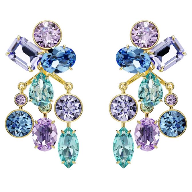 Swarovski Mixed Cuts Gema Earring Jackets, Multicolored and Gold Tone Plated