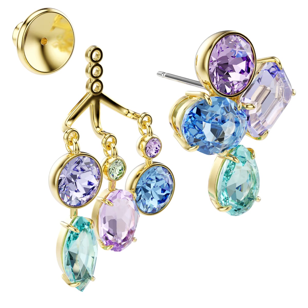 Swarovski Mixed Cuts Gema Earring Jackets, Multicolored and Gold Tone Plated