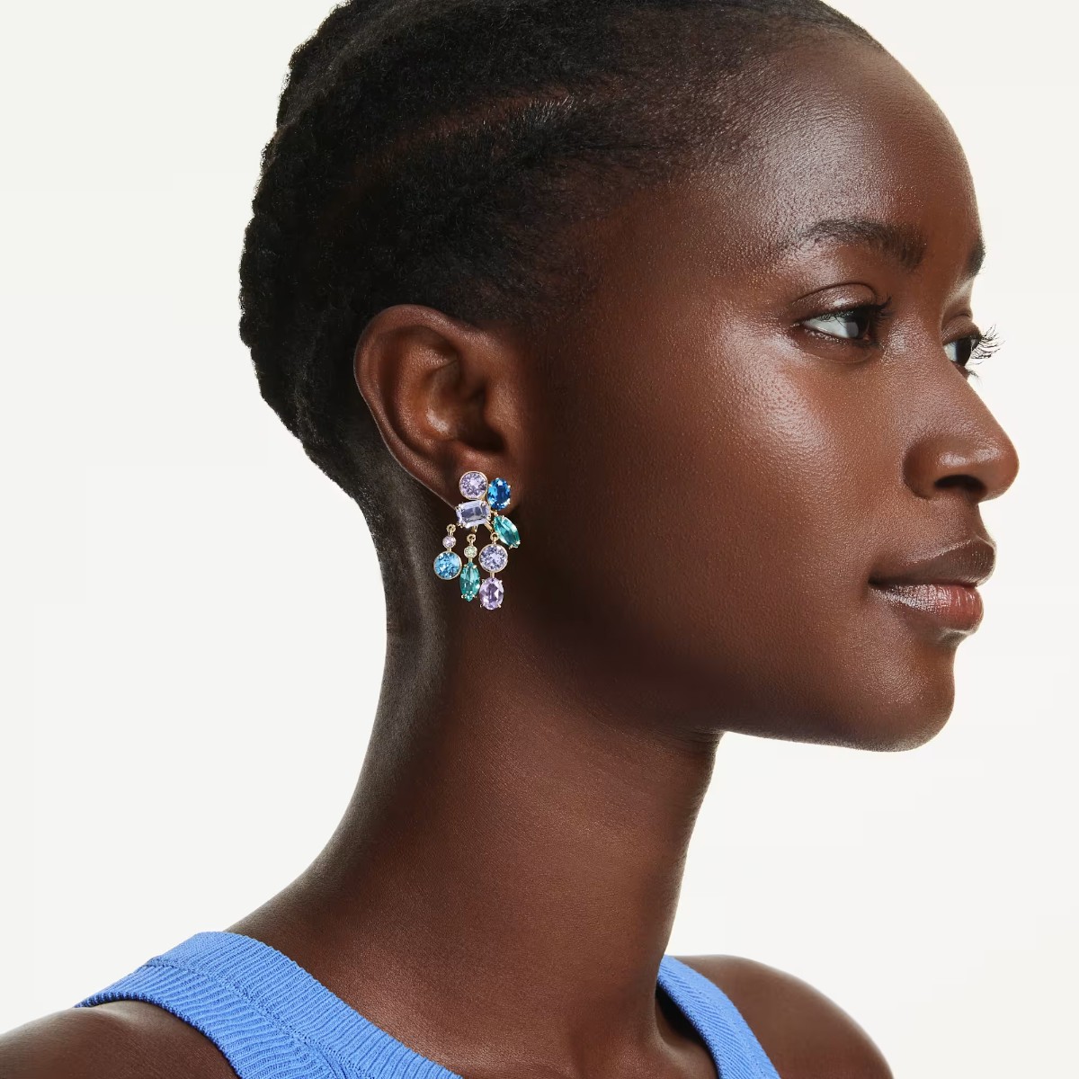 Swarovski Mixed Cuts Gema Earring Jackets, Multicolored and Gold Tone Plated