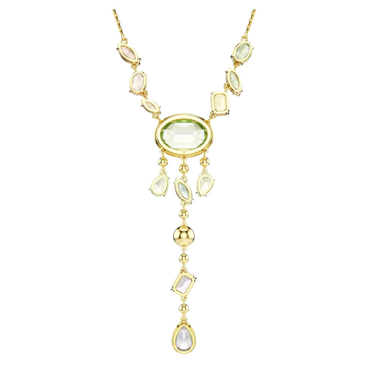 Swarovski Mixed Cuts Gema Y Necklace, Multicolored and 18k Yellow Gold Finish