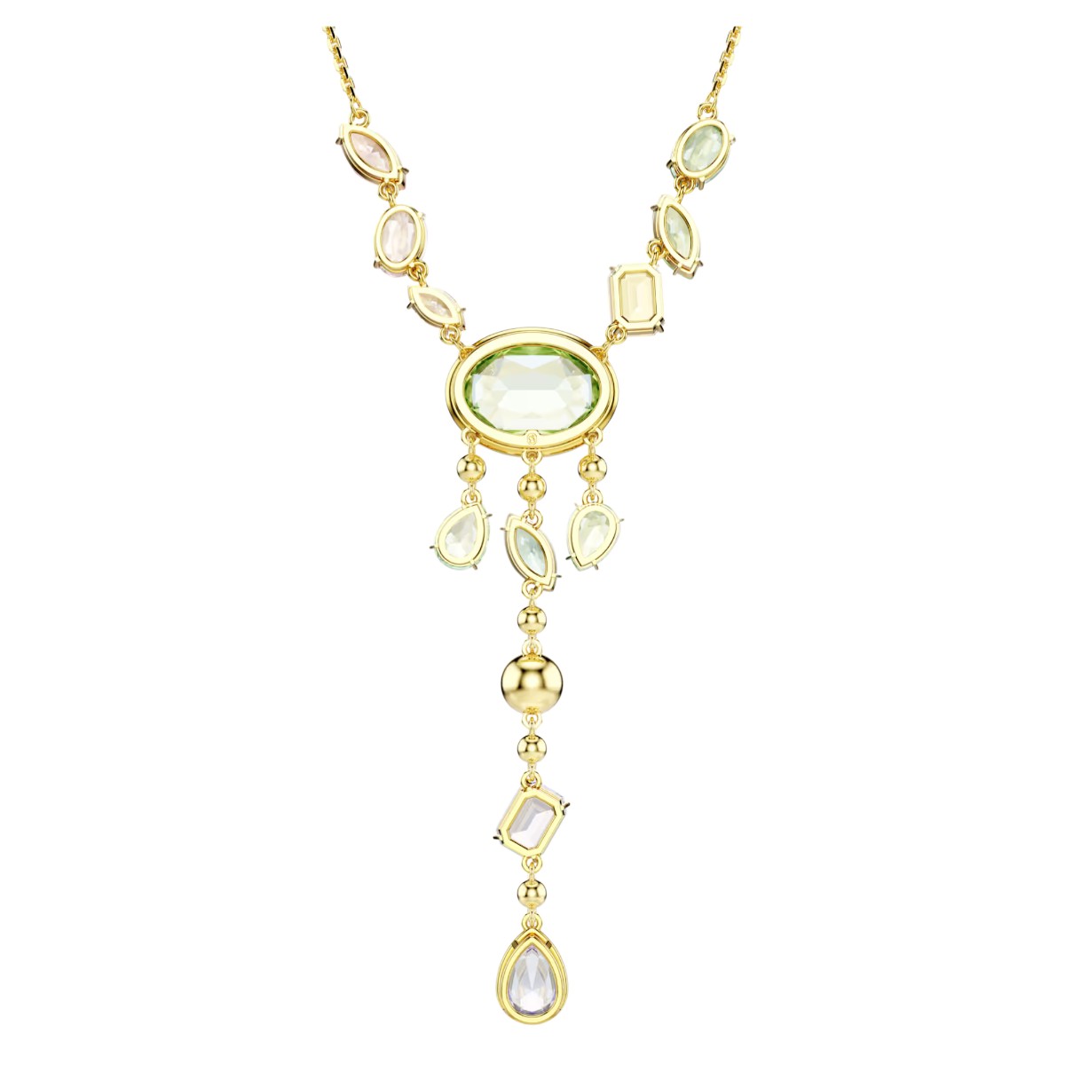 Swarovski Mixed Cuts Gema Y Necklace, Multicolored and 18k Yellow Gold Finish