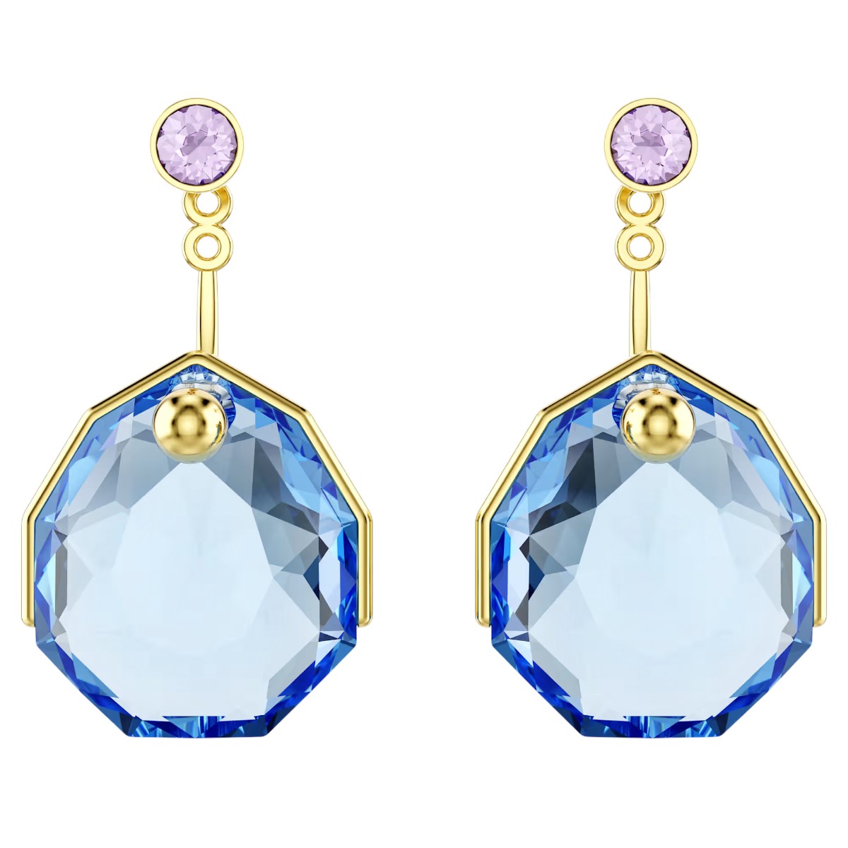 Swarovski Gema Earring Jackets, Blue and Gold Tone Plated