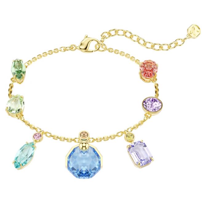 Swarovski Dangling Crystals Mixed Cuts Gema Bracelet, Multicolored and Gold Tone Plated