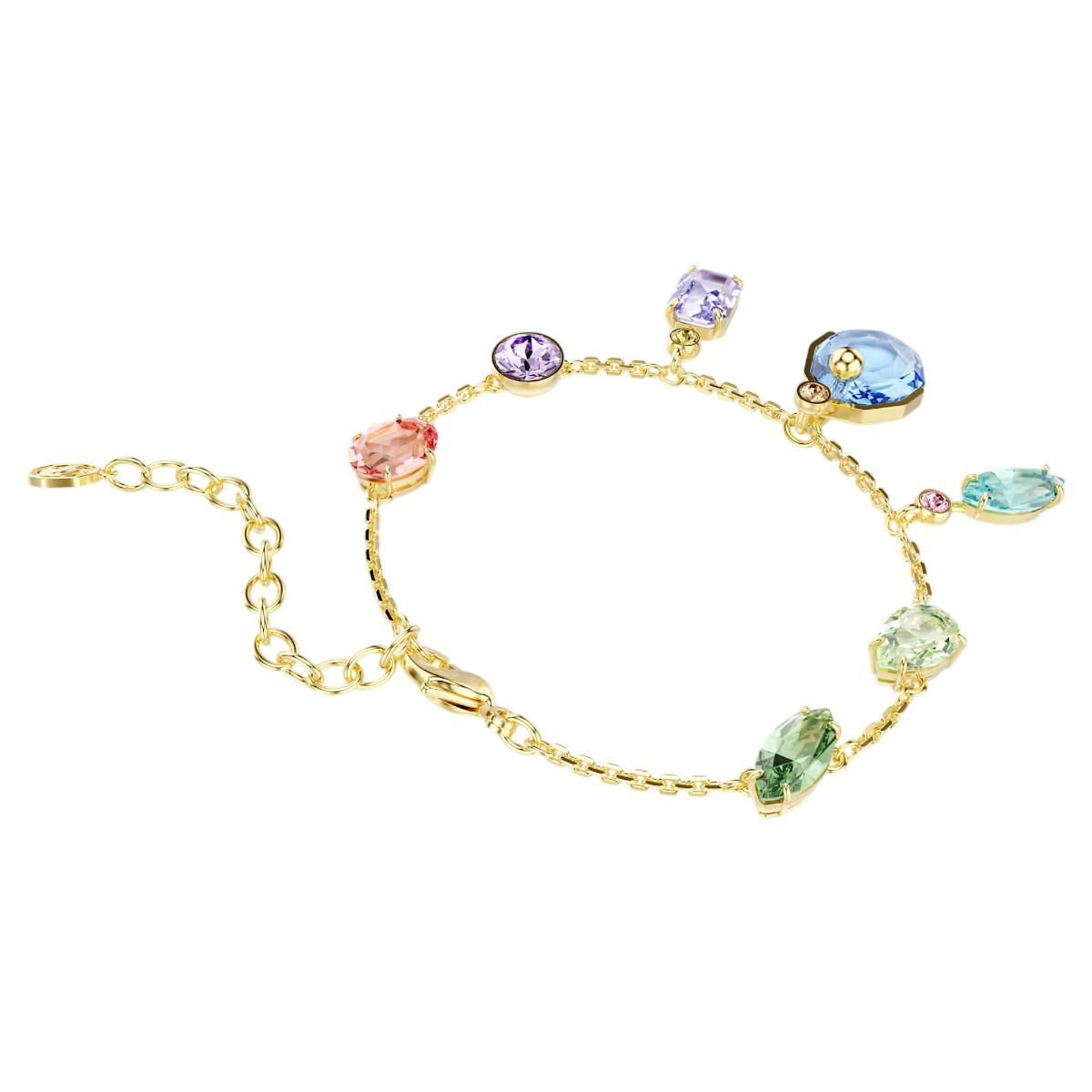 Swarovski Dangling Crystals Mixed Cuts Gema Bracelet, Multicolored and Gold Tone Plated